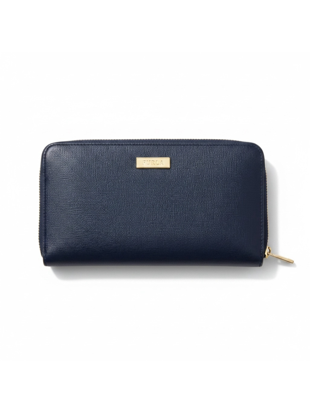 Furla Babylon continental zip-around wallet in dark navy leather